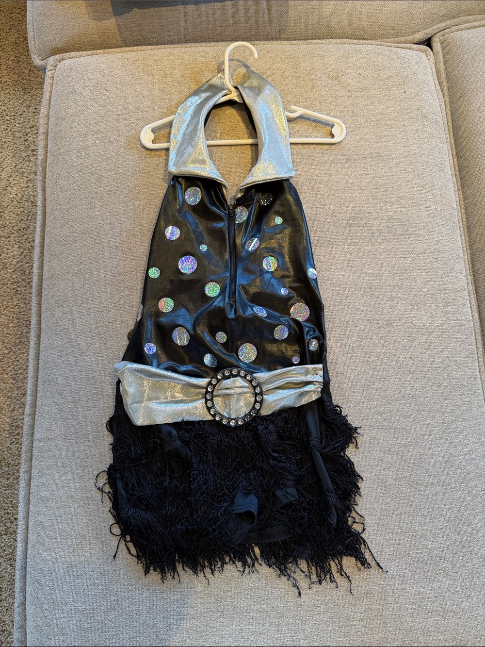 Costume: Black & Silver Sparkle Dance Costume with Fringe